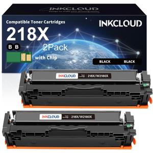 INKCLOUD 218X Black Toner Cartridge High Yield Replacement for HP 218X W2180X 218A W2180A Work with HP Color LaserJet Pro 3201DW MFP 3301FDW 3301SDW 3301CDW Printer, 2Pack