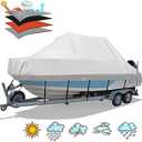 Solim Waterproof T-Top Boat Cover, 22'-24' Heavy Duty 900D Trailerable Marine Grade Jumbo Boat Cover for Center Console Boat with T Top Roof, UV Resistant Canvas TTOP Boat Storage Cover with Straps