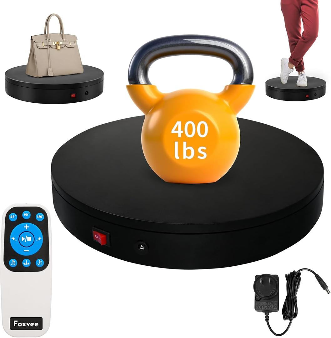 Remote-Controlled Motorized Turntable,Electric Rotating Display Stand,Speed-Adjustable Rotating Platform,Multi-Mode 360° Photography Turntable for 3D Scan,Photography,Showcase(15.8inch/Black)