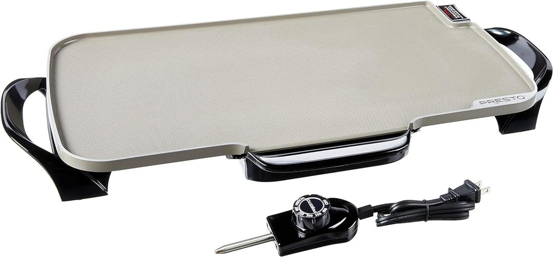 Presto 07062-22-Inch Ceramic Removable Handles Electric Griddle, Grey Ceramic