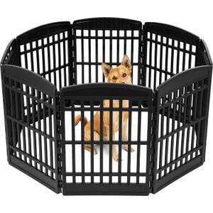 IRIS USA 34" 8-Panel Pet Dog Puppy Playpen, Indoor/Outdoor Dog Pen, 63 x 63 x 34, Foldable, Customizable, Black (34" H - 8 Panel)
