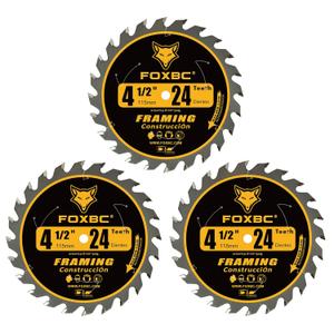 FOXBC 4-1/2 Inch Carbide Circular Saw Blade 24T Framing Wood Cutting with 3/8-Inch Arbor