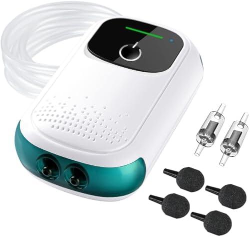 KEDSUM Aquarium Air Pump, USB Rechargeable Fish Aerator Pump with Accessories for 5-120 Gallons, Portable Fish Tank Bubbler, Used for Outdoor-Fishing, Power Outages and Emergency