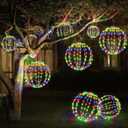 Joomer Battery Operated Christmas Ball Lights 2Pack, 13IN & 11IN Foldable Metal Sphere Lights, Waterproof 8 Lighting Modes with Timer Function, Hanging Light for Christmas Decorations (Multicolor)