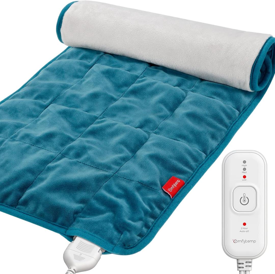 Comfytemp Weighted Heating Pad for Back & Period, FSA Eligible Electric Heat Pad, Birthday Gifts for Women Men Mom Dad & Mother Day Gift, 2.2 lb HSA Neck Shoulder Heated Pad, 2H Auto-Off, 12x24 (Navy Blue)
