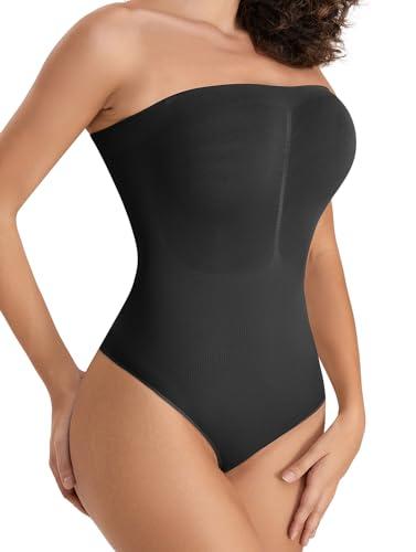 ACPLK Strapless Shapewear for Women, Tummy Control Thong Bodysuit, Seamless Sculpting Body Shaper Tank Top, Medium