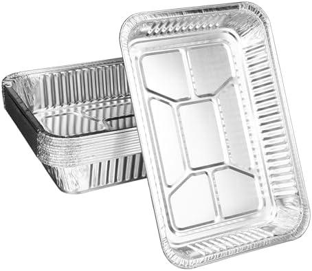 JIEJIE Aluminum Pans 12.2 * 8.5 * 2In (10 Pack) Disposable Aluminum Foil Pans For Baking, Roasting, Steam Table Tray, Cookware, Food Prepping, Cake & Oven Pan