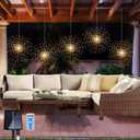 5 Pack Solar Firework Lights, 450 LED 8 Modes Dimmable Waterproof Hanging DIY Starburst Fairy Lights with Timer for Party Garden Indoor Outdoor Decoration (Warm White, 450)