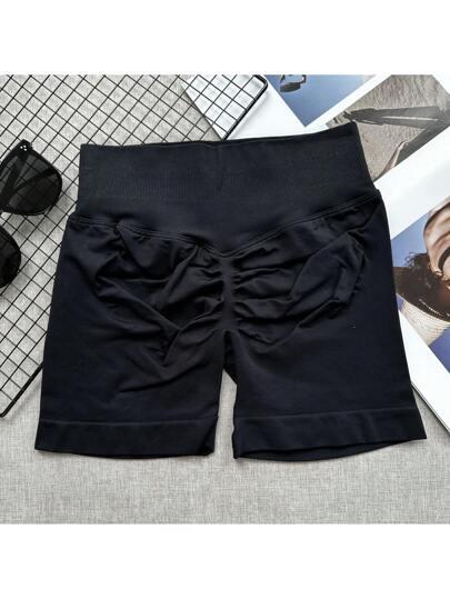 Womens Yoga Athletic Shorts High Waisted Tummy Control Sheath Pants Workout Athletic Gym Running Shorts (Large, Black)