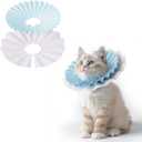 2 Pieces Soft Cat Cone Collar – Adjustable Lightweight Recovery E-Collar to Stop Licking, Scratching & Biting After Surgery, Comfortable Wound Healing Cone Alternative (Blue, S) (Blue)