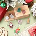 Epakh 8 Pcs Winter Badge Reels Retractable with Alligator Swivel Clip Cute Acrylic Winter Holiday Badge Reel Glitter Snowman Snowflake Christmas Tree Elk Badges Holder ID Card for Nurse Doctor