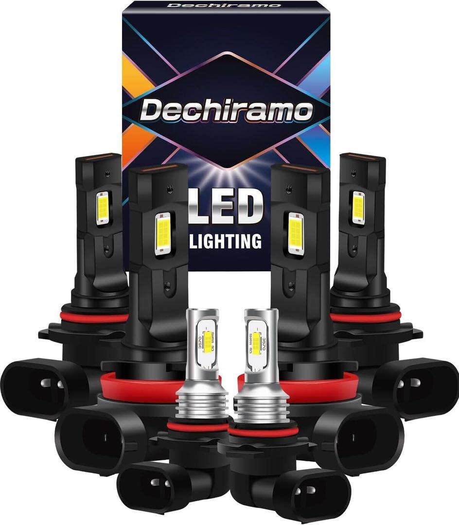 Compatible For 2015 2016 2017 2018 2019 2020 2021 2022 2023 Ford F150 High Low Beam Fog Lights Bulbs Combo,6000K White light,Car interior light bulb(Pack of 6)