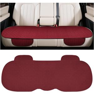 Car Back Seat Cover, Anti-Slip Long Vehicle Rear Bench Protectors with Storage Pocket, Breathable Comfortable Auto Interior Seating Bottom Protection Accessories, Universal Fit (Red)