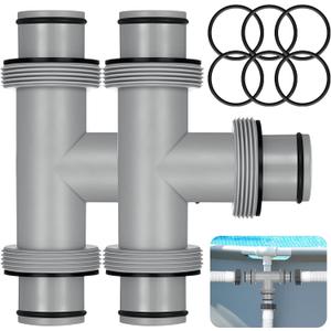 2 Pack 1.5" to 1.5" T-Joint Pool Hose Connector, Filter Pump Hose Connector for Above Ground Swimming Pool, 3 Way Pump Connectors for Filter Pumps Parts and Accessories