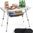 Camping Table Portable Foldable with Adjustable Legs, Aluminum Roll Up Table with Large Mesh Storage Layer & Carrying Bag, Lightweight Outdoor Picnic Table for Camping, Beach, BBQ, Backyard