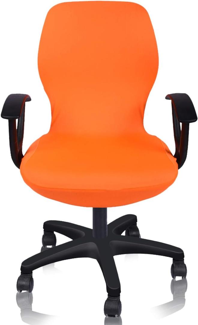 Deisy Dee Computer Office Chair Covers Pure Color Universal Chair Cover Stretch Rotating Chair Slipcovers Cover ONLY Chair Covers C098 (Orange)