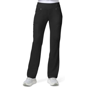 Cherokee Scrubs for Women Mid Rise Straight Leg Scrub Pants For Women Pull-on Bottoms with 6 Pockets & 360° Stretch - CK002 (Black, S)