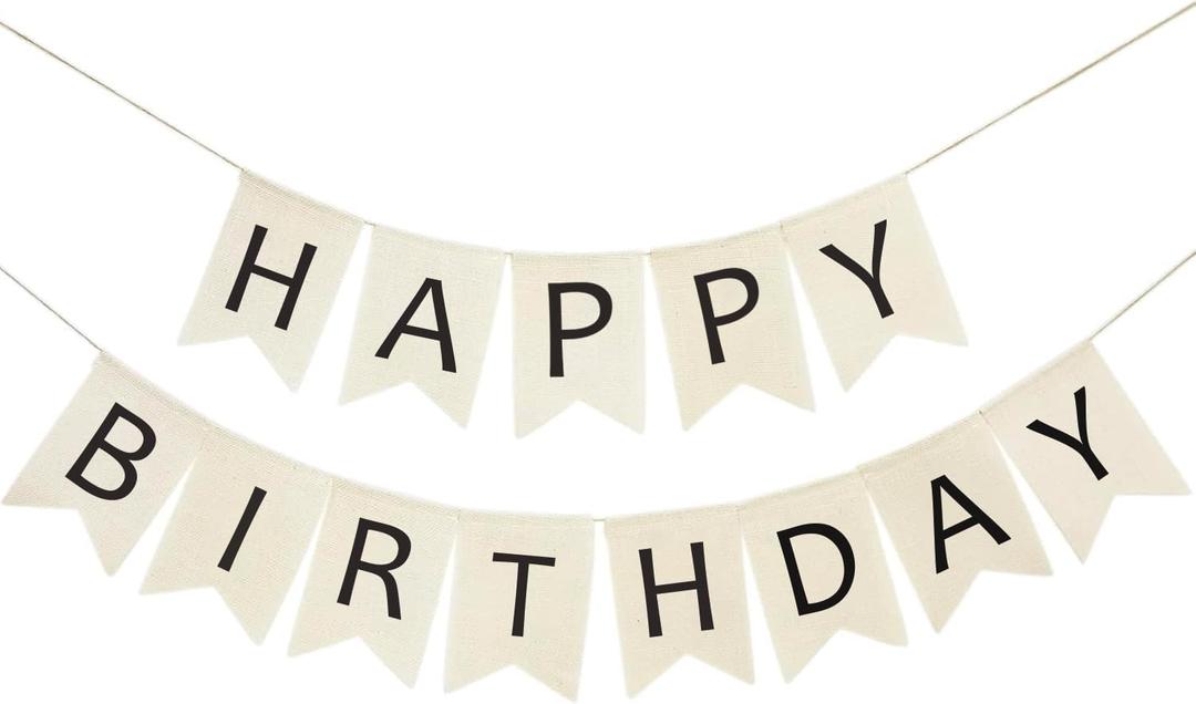 Black Burlap Happy Birthday Banner, Reusable Happy Birthday Sign Garland, Burlap Banner For Kids And Adults Great For Rustic Birthday Party Decorations (Black)
