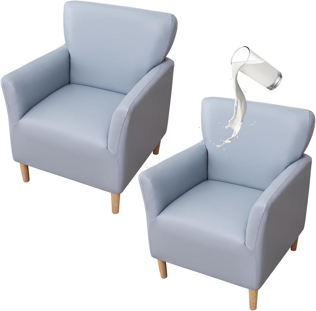 FUANGUI Waterproof PU Leather Banquet Armchair Slipcover Chair Covers with Arms, Stretch Club Chair Slipcover Soft Sofa Covers Anti-Slip Furniture Protector for Dogs Pets Home Living Room Decor