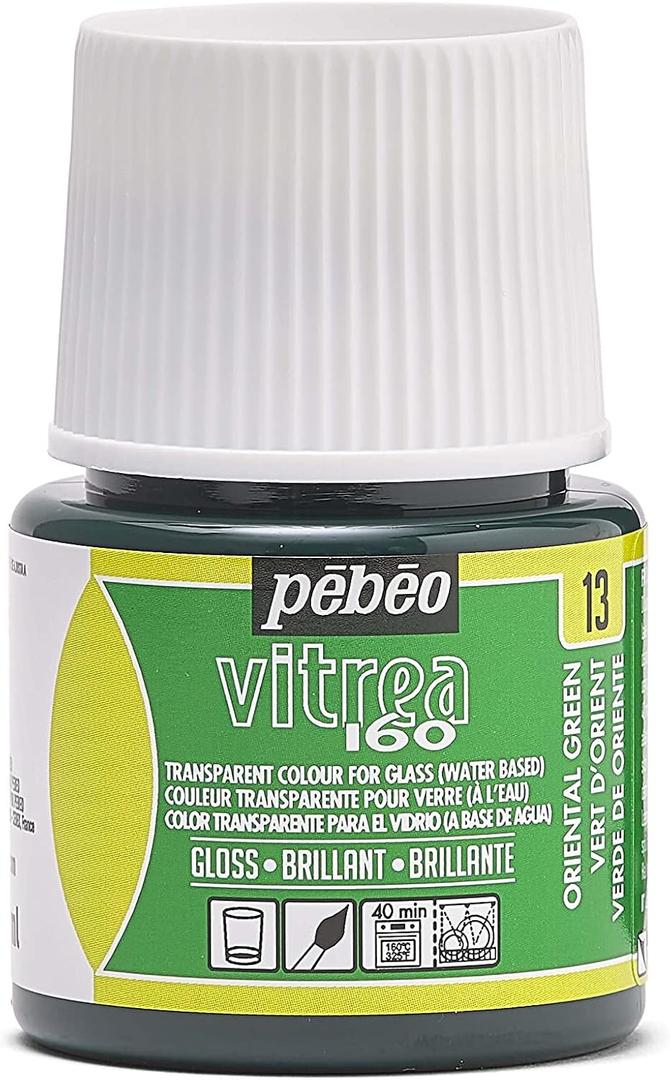 Pebeo Vitrea 160, Glossy Glass Paint, 45 ml Bottle - Oriental Green