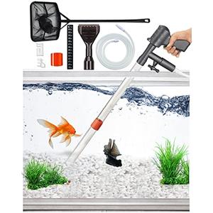 QZQ Aquarium Gravel Cleaner Vacuum Fish Tank Vacuum Cleaner Tools for Aquarium Water Changer with Aquarium Thermometers Fish Net kit Use for Fish Tank Cleaning Gravel And Sand