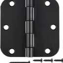 18 Pack Matte Black Door Hinges 3 1/2 Inch Interior Door Hinges 3.5 Inch Rounded 5/8 Radius Corners No-Squeak Sturdy Flat Iron Construction Standard Residential Hardware for Bedroom Home Indoor Doors