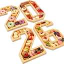 2026 Charcuterie Numbers Fillable, Wooden Number Charcuterie Board Box Serving Food Trays for New Years Graduation Party Supplies