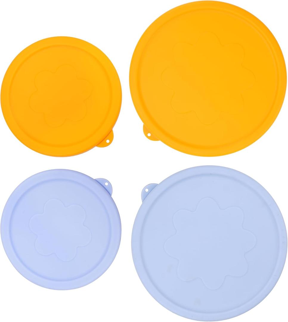 4 Cup 7 Cup Round Silicone Replacement Lids for Pyrex Glass Bowls, 4 Pack, Microwave & Dishwasher & Freezer Safe (Container not Included)