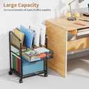 Marbrasse Rolling File Cart with Adjustable Dividers, Mobile File Cabinet on Lockable Wheels, Office Filing Cabinet Organizer, Hanging File Folder Organizer for Home Office - Dark Brown