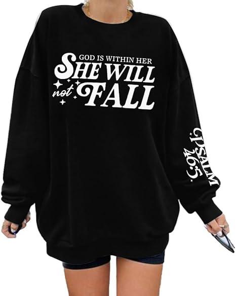 UNIQUEONE Christian Sweatshirt Women Faith Shirts: Jesus Sweatshirt Christian Religious Crewneck Long Sleeve Pullover Tops, Black Medium