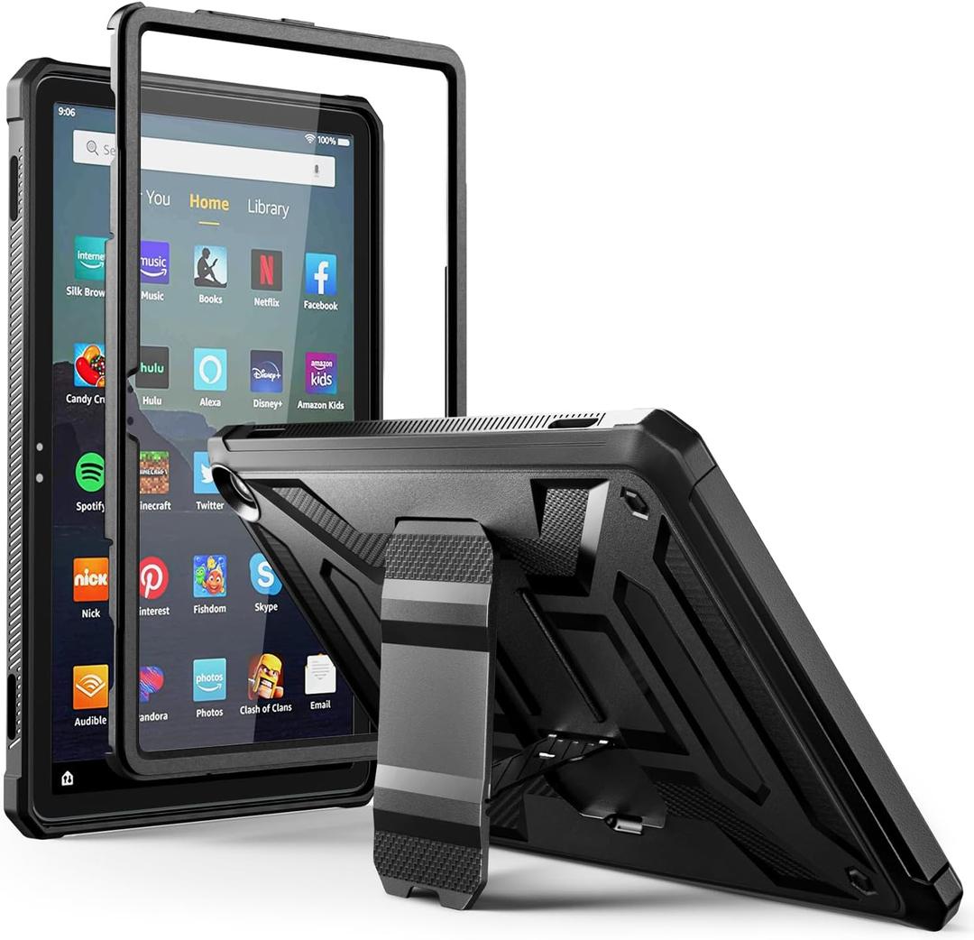 All-New Amazon Fire Max 11 Tablet case (13th Generation, 2023 Release), DJ&RPPQ Full Body Rugged Hands-Free Viewing Stand Back Cover with Screen Protector, Incompatible with iPad Samsung - Black