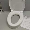 Elevated Toilet seat 3 inch, Elongated Toilet seat risers for Seniors, Slow Close, Heavy Duty, Never Loosen, Raised Toilet seat Elongated Bowl, White(18.5)