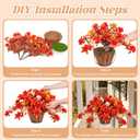 Fall Flowers with Hanging Basket Artificial for Decoration, Fake Silk Rhododendron Flowers for Outdoors, UV Resistant No Fade Floral for Home Garden Balcony Porch Patio Wedding Party Decor (Orange Yellow White With Basket)