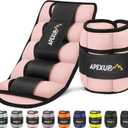 APEXUP 10lbs/Pair Adjustable Ankle Weights for Women and Men, Modularized Leg Weight Straps for Yoga, Walking, Running, Aerobics, Gym (Pastel Pink)