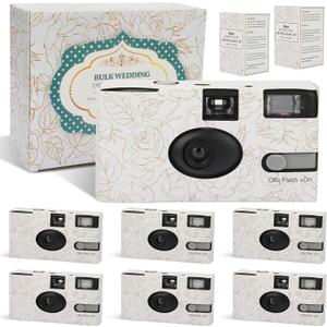 6 Pack Disposable Cameras Bulk for Wedding, Golden Rose Single-Use 35mm Film Disposable Camera with Flash, ISO 400 17 Exposures for Outdoor Travel Gathering Anniversary Birthday Party Supply