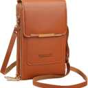 Small Crossbody Cell Phone Bag for Women, Mini Shoulder Purse with Credit Card Slots (Brown-01)