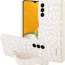 OOK Compatible with Samsung Galaxy A13 5G Leopard Case with Wrist Strap, White Leopard Cheetah Cheetah TPU Shockproof Protection Slim Cover with Camera Protection for Women Girls