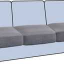 H.VERSAILTEX Stretch 3 Piece T Cushion Sofa Slipcovers Individually Sofa Cushion Covers for 3 Cushion Couch Sofa Seat Cushion Covers with Elastic Bands Featuring Thicker Jacquard Fabric, Dove