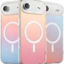 ORNARTO Compatible with iPhone Air Case 6.5", Electroplated Iridescent Gradient Cover, Compatible with MagSafe, Slim Rainbow Phone Case for iPhone 17 Air 2025  Sunset Red