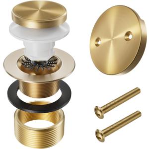 Champagne Bronze Bathtub Drain Stopper and Overflow Kit, Solid Brass Tip-Toe Bath Tub Drain with Hair Catcher - Universal Coarse/Fine Thread, Bathroom Bathtub Plug Replacement, 11.5/16 UNC
