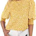 Teurkia Women's Polka Dot 3/4 Sleeve Blouse Tops Ladies Casual Office Work Crew Neck T-Shirt, L