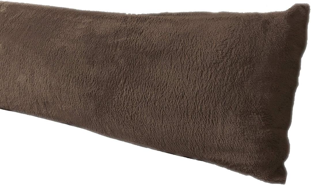 Extra Soft Body Pillow Cover, Sherpa/Microplush Material, 20x54 Inches, Zipper Closure (Coffee)