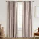 Pinch Pleated Curtains 108 Inches Long Full Blackout Curtains Panel for Bedroom Dining Decor Linen Thermal with Liner 9 Foot/ft for 110 Inch Length Window Drapes(Hook/Rings Included) 2 Panels