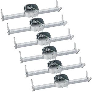 Therwen 6 Pcs Adjustable Fan Electrical Box Brace 14.2 Inches Long Silver Ceiling Fan Mounting Bracket for Fans and Light Fixtures
