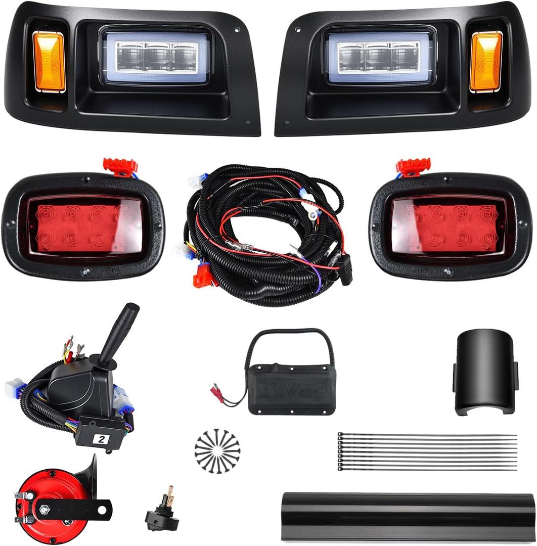 LED High Low Beam Golf Cart Light Kit for Club Car DS Golf Carts 1993-UP 12V Street Legal Light Kit with Turn Signal Wire Harness Compatible with Club Car DS for Gas and Electric