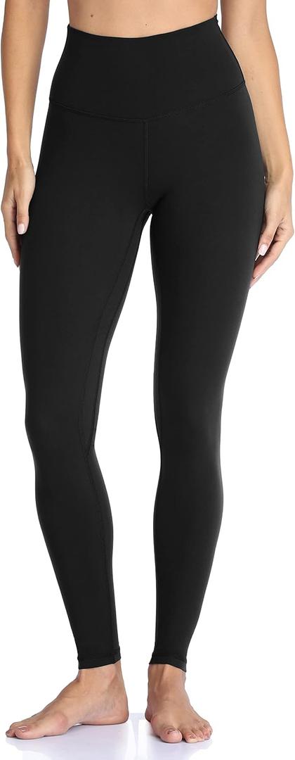 Colorfulkoala Women's High Waisted Tummy Control Workout Leggings Ultra Soft Yoga Pants (Large, Black)