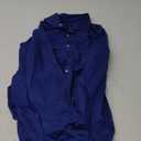 Van Heusen Men's Dress Shirts Fitted Lux Sateen Stretch Solid Spread Collar (18.5" Neck 36"-37" Sleeve, Blue Velvet)