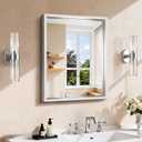 CIRCUMI 18"x24" Brushed Silver Bathroom Mirror, Rectangular Vanity Mirror