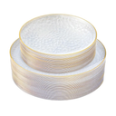 Hammered Gold Rim Plates Set, Premiun Heavy-Duty Clear Disposable Party Plates, 15 PCS 7" Dessert Plate and 10 PCS 10" Dinner Plates for Party, Wedding