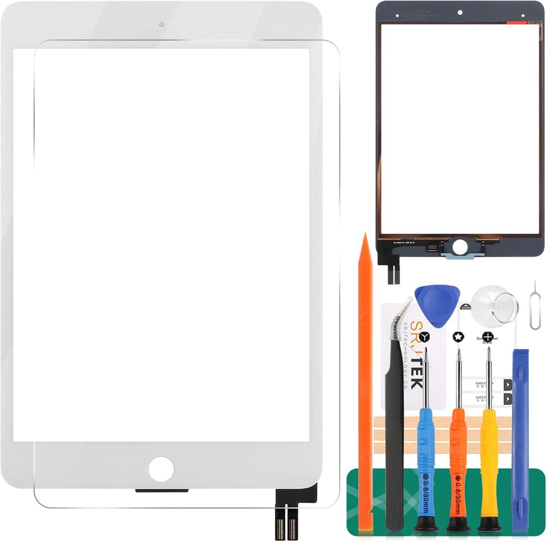 Touch Screen for iPad mini 5 A2124 A2126 A2133 Digitizer for iPad mini 5 Screen Replacement Glass with Repair Kits 7.9 inches (White, Not includ LCD)